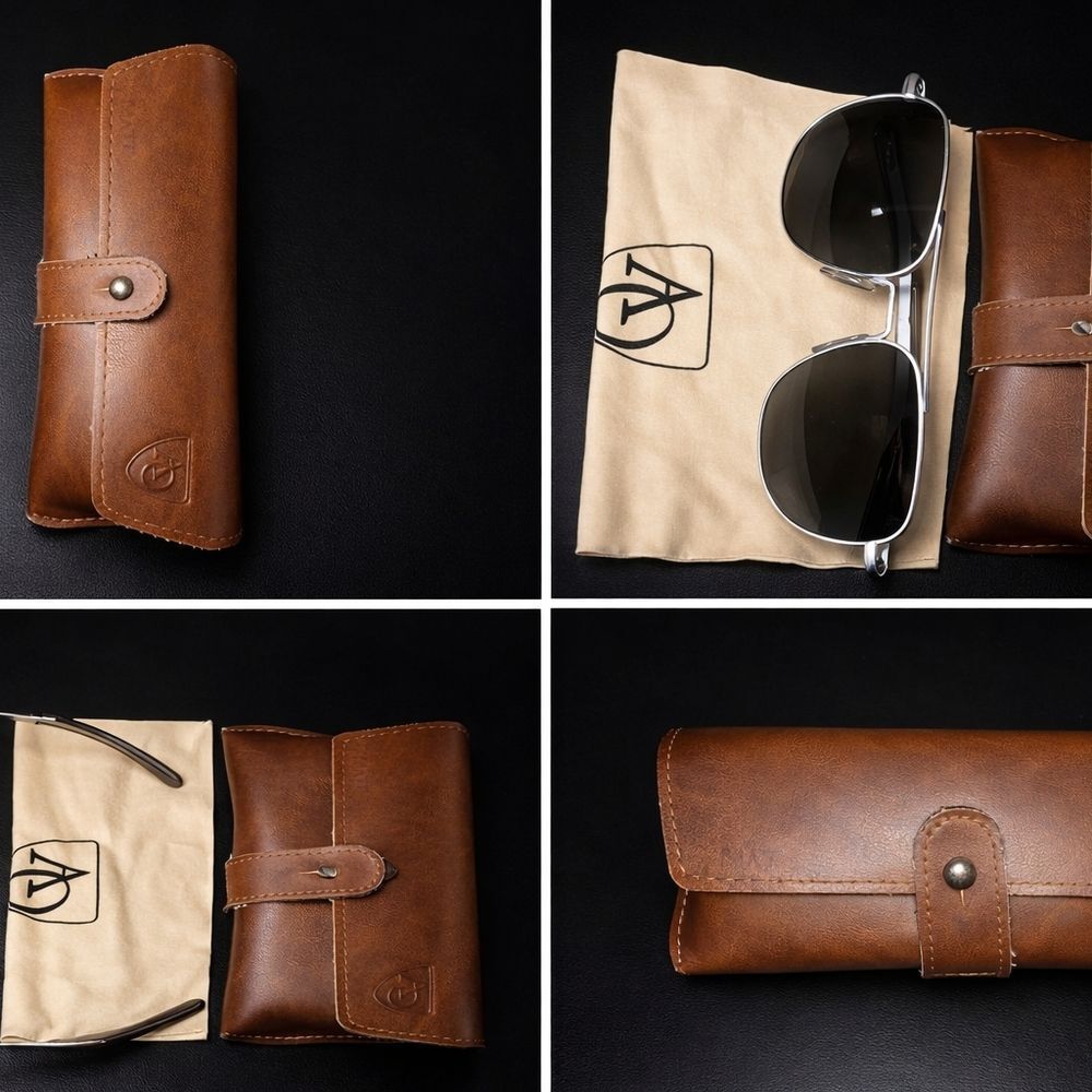 American Optical AO Aviator Sunglasses Silver Frame w/ Case